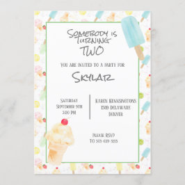 Invitation Crème glacée et Popsicles pour la fête du 2e anniv