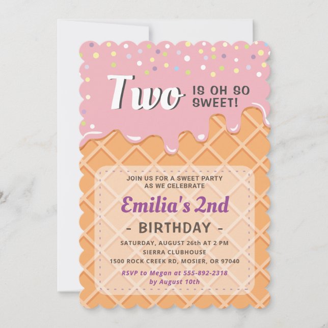 Invitation Crème glacée Été Sweet Baby Girl Fête d'anniversai (Devant)