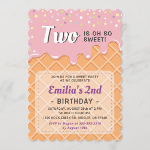 Invitation Crème glacée Été Sweet Baby Girl Fête d'anniversai
