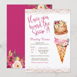 Invitation Crème glacée Fête des mariées aquarelle "The Scoop