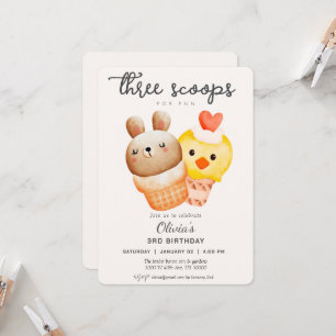 Invitation Crème glacée mignonne troisième anniversaire
