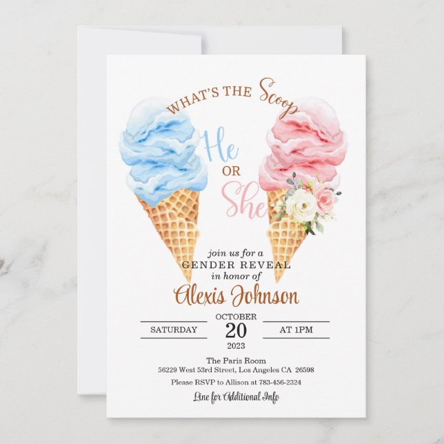 Invitation Crème glacée Qu'est-ce que la Scoop Genre Révéler  (Devant)