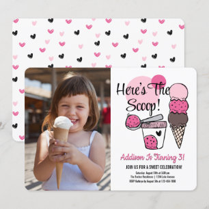 Invitation Crème glacée Scoop Anniversaire Fête Photo Invitat