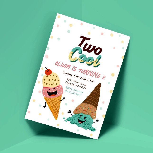 Invitation Crème glacée Scoops Enfants 2e anniversaire Invita (Créateur téléchargé)