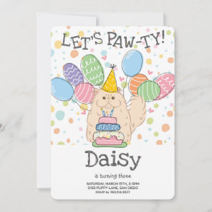 Invitation Crème Perse Chat Longhair fête d'anniversaire