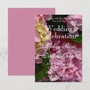 Invitation Crème rose Hydrangeas jaune rose Mariage