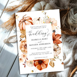 Invitation Crème rouille Automne Terme Citrouille Floral Mari