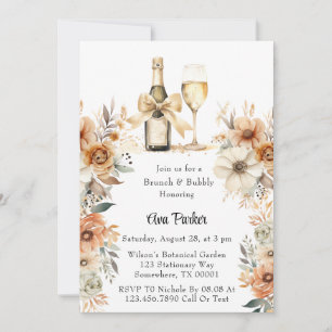 Invitation Crème rustique en terre cuite Brunch floral et bul