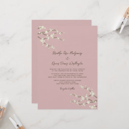 Invitation Crème Sakura Cerry Blossoms Mariage asiatique rose