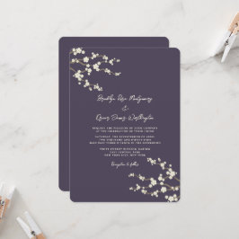 Invitation Crème Sakura Fleurs de cerisier violet Mariage asi