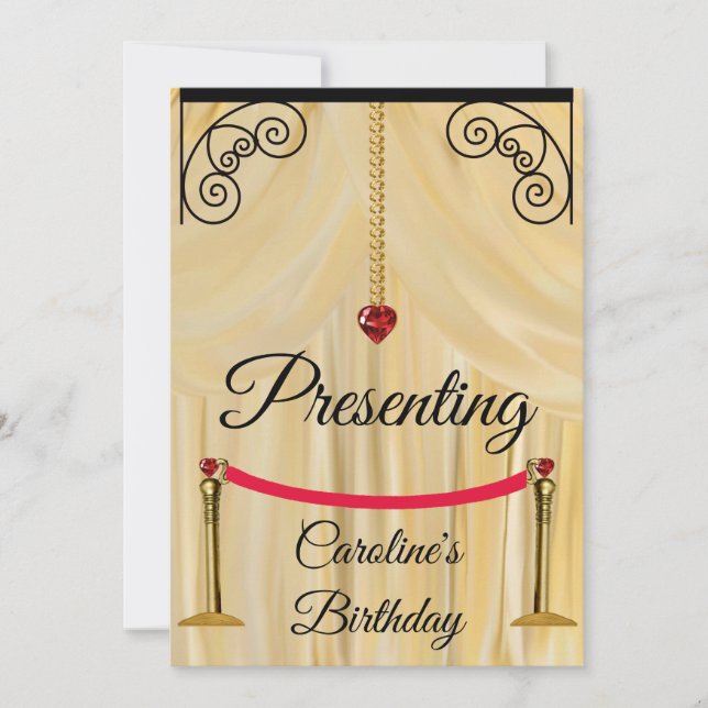 Invitation Crème Silk Théâtre Rideau Anniversaire (Devant)