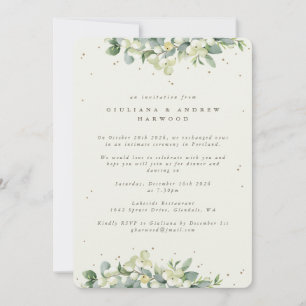 Invitation Crème Snowberry+Eucalyptus Réception de mariage