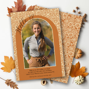 Invitation Crème Terre Tan Floral Boho Pays 18e anniversaire