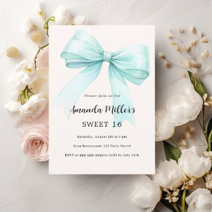 Invitation crème turquoise verte arc élégant Sweet 16