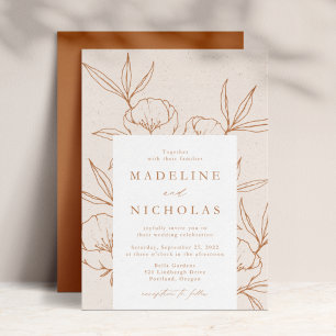 Invitation Crème végétale moderne et Mariage en terre cuite