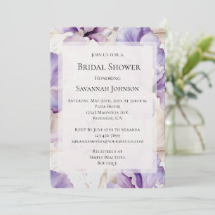 Invitation Crème violet romantique Iris Fête des mariées flor