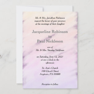 Invitation Crème violette Vintage Floral Aquarelle Mariage
