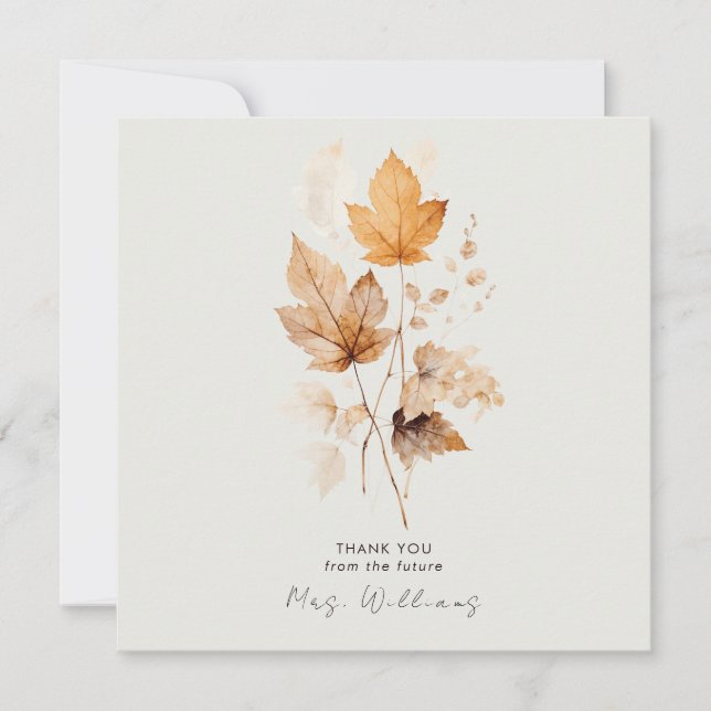 Invitation Crème Whispers of Fall Fête des mariées Merci (Devant)