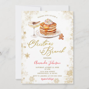 Invitation Crêpes d'hiver Flocons de neige en or Brunch de No