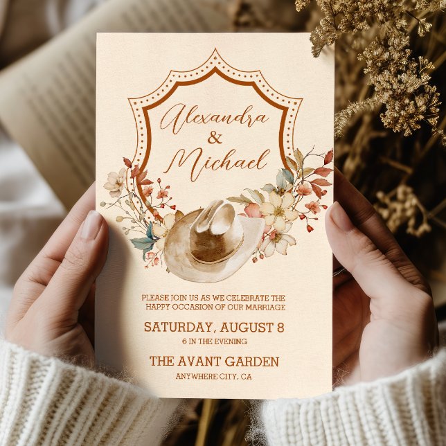 Invitation Crest Western Pays Bohème Floral Mariage (Créateur téléchargé)