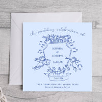 Crête à main bleue avec Cherubs | MARIAGE