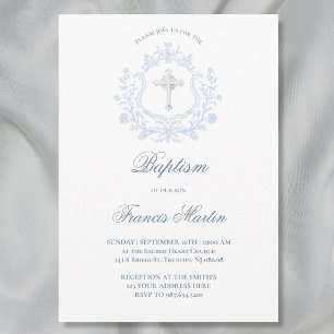 Invitation crête bleue élégante   Baptême