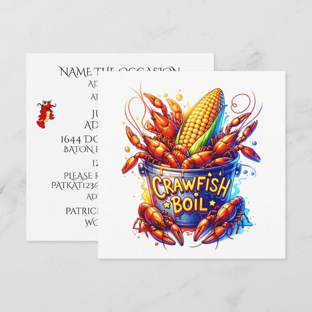 Invitation CREVETTES À LA BOUILLABAISSE - Voir au verso - (Devant / Derrière)