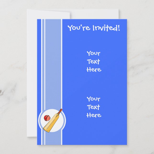 Invitation Cricket ; bleu (Devant)