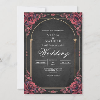 Invitation Crimson Arc Floral Romance Mariage
