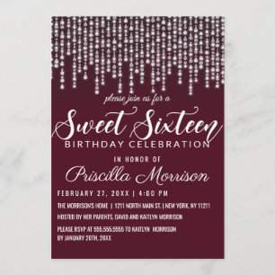 Invitation Crimson rouge pendaison diamant lumières doux 16