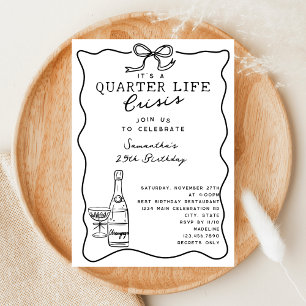 Invitation Crise de la quart de vie drôle rétro arc 25e anniv