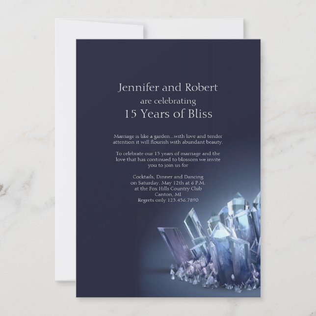 Invitation Cristal Bleu 15e Anniversaire de Mariage (Devant)