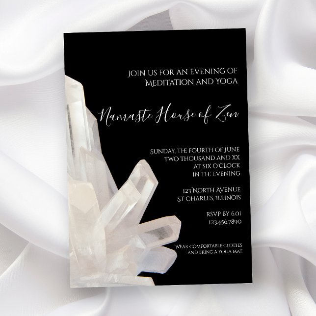 Invitation Cristaux blanches sur la méditation noire / Atelie (Créateur téléchargé)