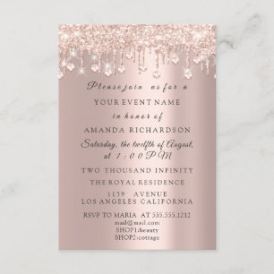Invitation Cristaux Parties scintillant Rose Fête des mariée