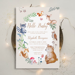 Invitation Critère de bois Baby shower Fleur sauvage enchâssé