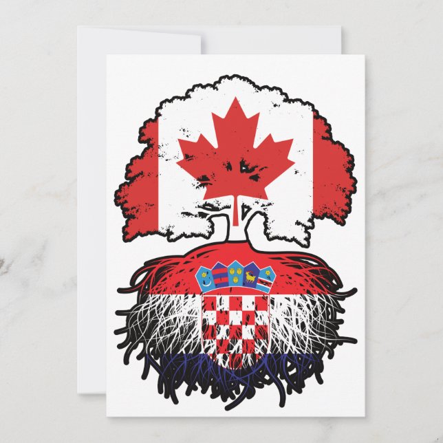 Invitation Croatie Drapeau canadien croate des racines d'arbr (Devant)