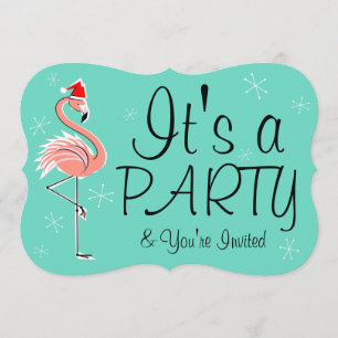 Invitation Crochet d'invitation "Fête" Flamant rose de Noël