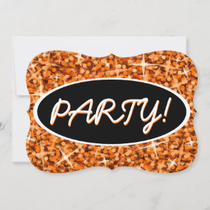Invitation Crochet ovale noir Glitz Orange 'Party ! '