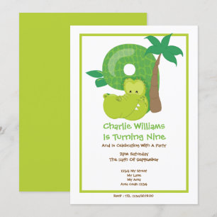 Invitation Crocodile Safari Neuvième fête d'anniversaire