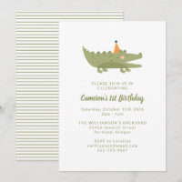 Crocodile vert joyeux 1er anniversaire