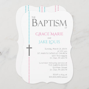 Invitation croisée de baptême jumelle