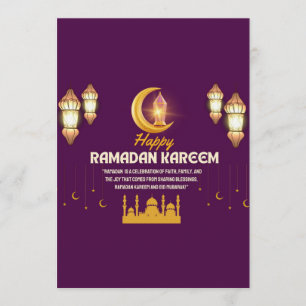 Invitation Croissant doré élégant Ramadan Moubarak salutation