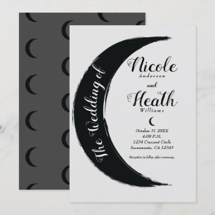 Invitation Croissant Noir Lune Sombre Nuit Céleste Mariage