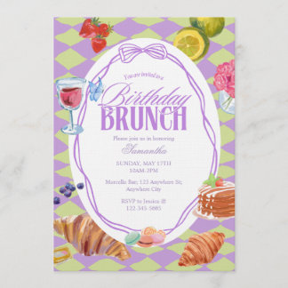 Invitation Croissant Pastel Birthday Brunch