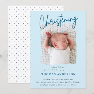 Invitation Croix Bleu Dusty Subtle