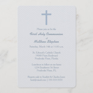 Invitation Croix Bleue Pastel Communion