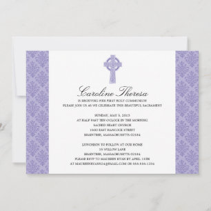 Invitation Croix celtique Damask Première communion