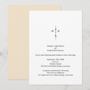 Invitation Croix chrétienne de mariage avec monogramme en écr
