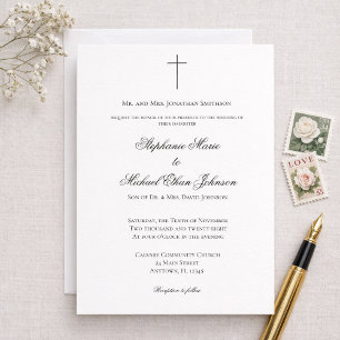 Invitation Croix Chrétienne MINIMALISTE Mariage Formel Église