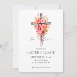 Invitation Croix de brunch de Pâques florale